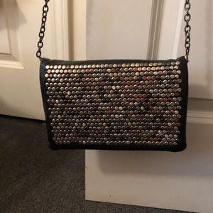 Francesca’s studded two pocket black crossbody bag